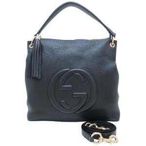 GUCCI Black Leather Shoulder Bag